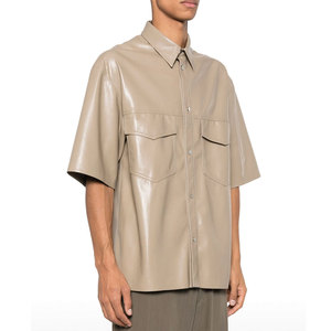 Sobrecamisa de Cuero de Cordero de Primera Calidad para Hombre, Diseño con Botones Frontales, Acabado Suave, Prenda Moderna, Fabricación Personalizada, Fábrica OEM ODM - Product Image 4