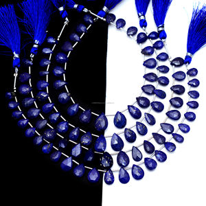 Vente en gros de pierres précieuses naturelles de qualité supérieure, Lapis Lazuli bleu facetté en forme de poire, brin de 8 pouces, fait main, certifié par un tiers pour la bijouterie - Product Image 2