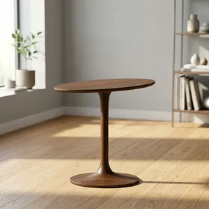 Modern <b>Round</b> <b>Coffee</b> <b>Table</b> Solid Wood <b>Walnut</b> Midcentury Design Living Room Furniture - Product Image 4