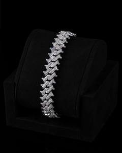 Bracelet de luxe en argent 925 avec maillons en os de poisson sertis de diamants Moissanite, bijou tendance Hip Hop pour hommes et femmes, style streetwear - Product Image 1