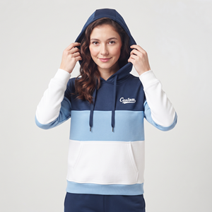 Sudadera con Capucha de Invierno para Mujer, Diseño de Bloques de Tres Tonos, 100% Poliéster, Tejido de Punto, Corte Regular, Manga Larga - Product Image 3