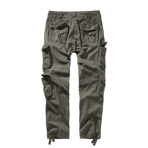 Pantalon cargo vert olive pour homme avec plusieurs poches, taille élastique, fermeture à cordon, style workwear, pantalon en toile mi-lourd - Product Image 3