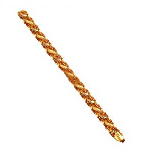 22K Two Tone <b>Solid</b> <b>Gold</b> Italian Fusion Classic Link Bracelet Unisex with Lobster Clasp 5.10 GM - Product Image 1