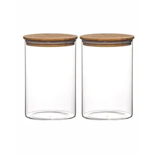 1000ml 1700ml 2400ml Stackable Airtight Round Borosilicate Glass Food Storage Jar With Tempered Glass Lid - Product Image 1