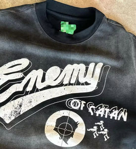 Camiseta Vintage con Logotipo Personalizado OEM, 100% Algodón, Impresión por Serigrafía, Lavado a la Piedra, Camiseta Hip Hop para Hombre - Product Image 2