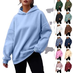 Veste à capuche unisexe en polaire avec fermeture éclair, poche avant, doublure en sherpa, vêtement décontracté pour l'automne, couleur rouge, coupe classique - Product Image 5