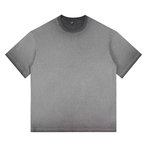 T-shirt vintage pour homme en coton épais, finition délavée, coupe ample, style streetwear, col rond, manches courtes, confortable - Product Image 2