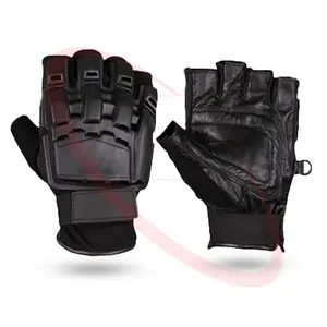 Customized Sheepskin Half Finger Paintball Gloves Breathable Mesh Fabric Safety Training Leather gloves from Pakistan