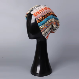 Custom Hand Knitted Knit <b>Cap</b> <b>Winter</b> Warm Colorful Stripes Beanie OEM Service Available Casual Fashion Daily Beanie - Product Image 5