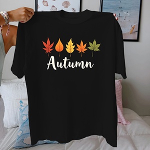 Feuilles d'automne illustration pur coton t-shirt femme confort - Product Image 2