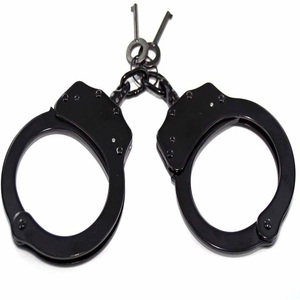 Security Department Wrist cuffs Metal Made Carbon Steel Nij Standard Centre Hinged Black <b>Dual</b> <b>Lock</b> Logo Design Duty Handcuffs - Product Image 2
