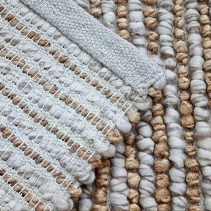 Alfombra de Yute y Lana Hecha a Mano, Alfombra Texturizada con Bucles Gruesos, Alfombra Moderna de Color Neutro para Piso - Product Image 6