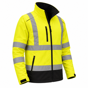 <b>High</b> Quality Men's Winter Construction <b>Jacket</b> Full Zip <b>High</b> <b>Visibility</b> Reflective Safety <b>Softshell</b> Coat Custom Brand Reflective - Product Image 3