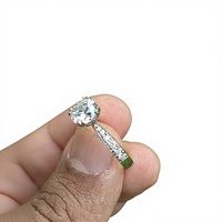 Bague de fiançailles solitaire en or 14 carats de style vintage avec diamant naturel taille ronde et diamants latéraux, clarté SI
