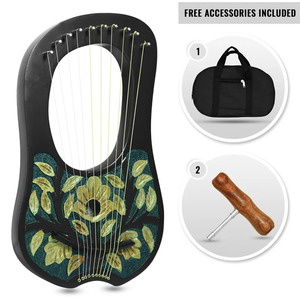 GNG IMPEX Lira de 10 Cuerdas de Acero Inoxidable y Madera de Palisandro, Instrumento Musical Portátil para Principiantes, Incluye Llave de Afinación y Bolsa de Transporte - Product Image 1