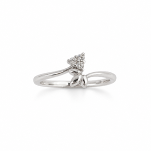 925 Sterling <b>Silver</b> Women's <b>Solitaire</b> Flower Heart <b>Ring</b> with Cubic Zirconia Minimalist Romantic High Polish Finish Wedding Party - Product Image 1