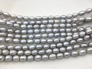 Perles de riz ovales grises AA, perles d'eau douce, 8-9 mm, perles cultivées naturelles, brin en vrac pour la fabrication de bijoux, fournitures en vrac - Product Image 4