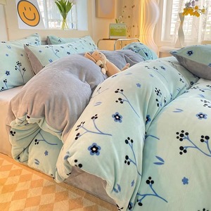 Juegos de Edredones para el Hogar, Cubrecamas para Adultos, Juegos de Edredones de Algodón con Estampado de Felpa - Product Image 1