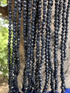 Collier de perles en saphir naturel 3mm, saphir bleu facetté, pierre précieuse de guérison pour la fabrication de bijoux, pierre de naissance de septembre, Modi Gems - Product Image 4