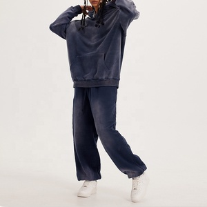 ชุดวอร์มวินเทจของผู้ชายชุดวิ่งกางเกงซักกันหนาวลายกรดซีดแสงแดดพิมพ์โลโก้ได้ตามต้องการ - Product Image 2