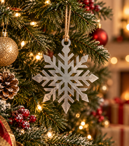 Ornement de Noël en métal argenté en forme de flocon de neige, décoration suspendue pour arbre, fait main, décoration d'hiver pour la maison - Product Image 5