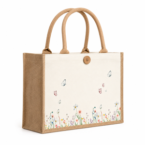 Personalized Custom Cartoon Letter Jute Tote <b>Bags</b> <b>Long</b> Handle Medium Shoulder Strap Custom Color Logo Gift Birthday Party - Product Image 1