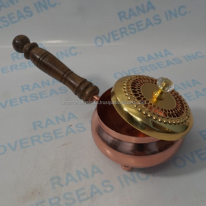 <b>Decorative</b> Iron Incense Burner Wooden Handle Eco-Friendly Durable Metal Charcoal Censer for <b>Spring</b>/Summer Home Office Meditation - Product Image 6