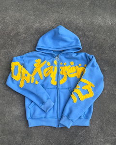 Vintage Distress Embroidery Hoodies Soft Washed Pullover Cozy <b>Thick</b> <b>Fleece</b> Artistic Stitch Style Casual Urban Streetwear Hoodies - Product Image 5