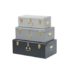 Ensemble de boîtes de rangement rectangulaires en métal faites à la main avec couvercle à charnières et loquets, design classique, couleur rose et turquoise, pour articles divers - Product Image 4