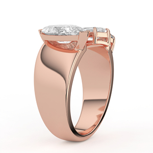 Anillo de declaración asimétrico Avant Garde de oro amarillo de 14K y 18K con banda de diamantes de múltiples formas, tallo abierto y corte marquesa esmeralda - Product Image 4