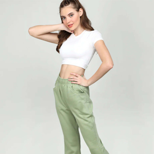 Pantalon cargo décontracté d'été pour femme en polaire, devant plat, polyester/coton, respirant, taille élastique, couleurs personnalisables, haute qualité - Product Image 3