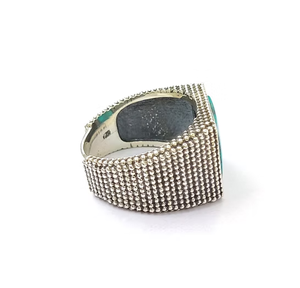 Square Shape Turquoise <b>Men's</b> <b>Silver</b> 925 <b>Signet</b> <b>Ring</b> Handcrafted Fine Jewelry Perfect for Anniversary Gift - Product Image 3