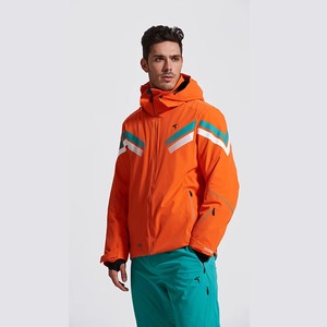 Chaqueta de esquí y snowboard para hombre, impermeable, cortavientos, con bloques de color naranja, azul real, negro, verde azulado y blanco, con capucha y faldón antipolvo Gore-Tex - Product Image 4