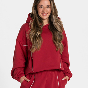 Conjunto de Sudadera con Capucha y Cremallera para Mujer, Tallas Grandes, 100% Algodón, Ropa de Calle, Prenda Exterior - Product Image 4