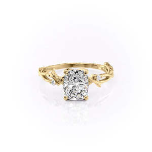 Bague en argent fin pour femme avec moissanite taille coussin VVS1 couleur D, motif vigne unique, cadeau Saint-Valentin - Product Image 1
