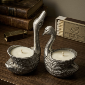 Aluminium Swan Shaped Set Of 2 Candle jar Vessel Handmade Rustic Design Silver Color Home Decor Lighting Scented Candle - Product Image 2