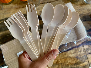 Juego de Cubiertos Desechables de Madera al por Mayor - Utensilios Biodegradables Ecológicos para Fiestas, Incluye Cucharas, Tenedores y Cuchillos - Product Image 3
