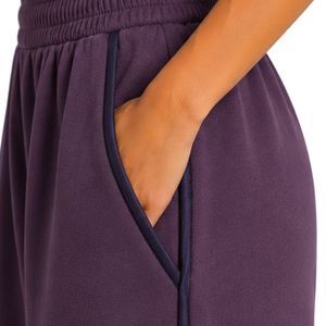 Custom Plum Wide Leg Sweatpants Women Elastic Waist Loose Fit Cotton Fleece Trousers Oversized Casual <b>Lounge</b> <b>Pants</b> With Pockets - Product Image 6
