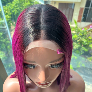 เส้นผมของมนุษย์แบบเส้นผมแบบเรียบคู่สีชมพูแบบไล่เฉดสี - Product Image 5