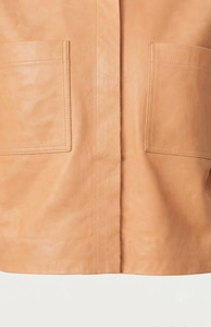 Camisa de Cuero Genuino sin Botones para Mujer, Blusa de Cuero Minimalista de Manga Corta, Camisas de Cuero de Manga Corta Suaves y Casuales a la Moda - Product Image 4