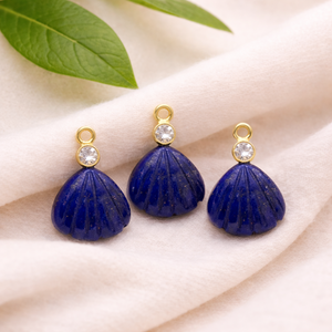 Handmade Lapis Lazuli <b>Shell</b> Pendant Gold Plated Bezel Set With CZ Charm Gemstone Birthstone Jewelry for Women Gift Wholesale - Product Image 1
