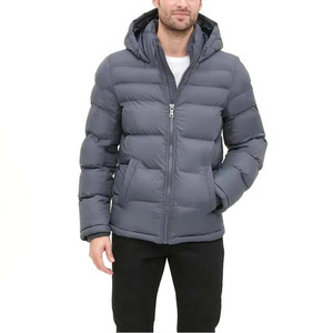 High Quality <b>Warm</b> Canvas Puffer <b>Jacket</b> Men Hooded Stand Collar Patchwork Long Sleeve Zipper Front Logo Thick Winter Streetwear - Product Image 5