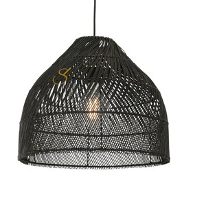 Modern Black Rattan Lampshade Handwoven Dome Pendant <b>Light</b> <b>Shade</b> Luxury <b>Wicker</b> Hanging Lamp Cover for Restaurant Hotel Dining - Product Image 1