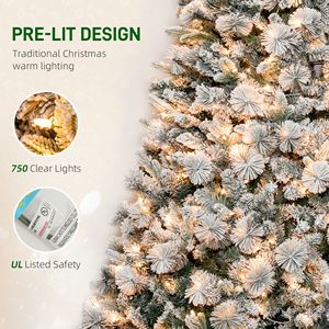 Albero di Natale Preilluminato 2,7 m con 750 Luci Trasparenti e 2387 Punte, Supporto in Metallo per Casa e Ufficio, Natale 2022 e Capodanno - Product Image 5