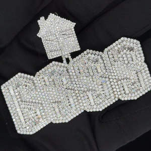 925 argent Sterling numéro personnalisé grand pendentif breloque Hip Hop bijoux VVS Moissanite diamant glacé Bling Baguette coupe pour la fête - Product Image 5