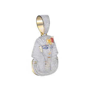 Colgante de Moissanita Faraón Egipcio en Oro Amarillo, Collar de Lujo Estilo Hip Hop, Amuleto de Alta Gama - Product Image 1