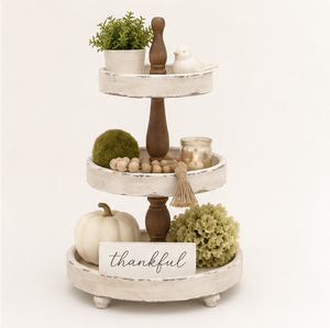 3 Tier Wooden Cake <b>Stand</b> Distressed White Farmhouse Decor Serving Tray Three Tiered <b>Cupcake</b> <b>Stand</b> for Wedding Party Supply - Product Image 2