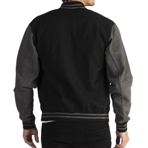 Blouson universitaire unisexe grande taille en laine d'hiver, col montant, patchwork, à capuche, style vintage Letterman, Bomber universitaire - Product Image 3