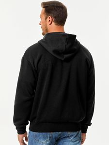 Sweat à capuche zippé personnalisable, best-seller, Hysaf Apparels Co, en molleton de coton noir, avec fermeture éclair YKK, coupe décontractée - Product Image 2