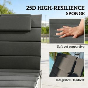 Set di Due Cuscini Grigi per Sedie da Esterno, Cuscino Pieghevole per Sdraio e Cuscino Decorativo - Product Image 4